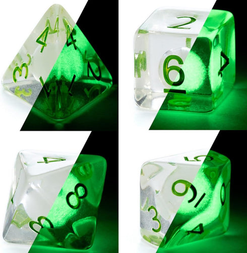 Gake Keeper Games & Dice: Firefly Dice - 7 Piece Resin Dice Set, Radiant Inclusion, Glow-in-The-Dark, Role Playing Games Accessory, RPG Dice...