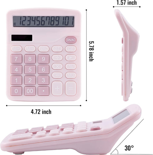 Calculators Desktop, Pink Calculator, Cute Calculator 12 Digit Desk Calculator Large Display, Dual Power Solar Battery, Office Home School Supplie...