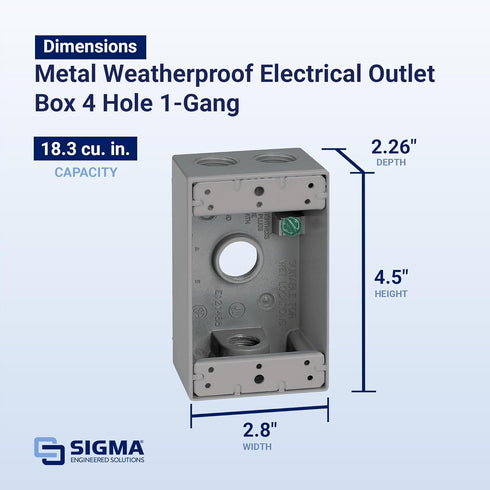 Sigma Electric, Gray Count (Pack of 1) Sigma Engineered Solutions, 14251 1/2-Inch 4 Hole 1-Gang Box...