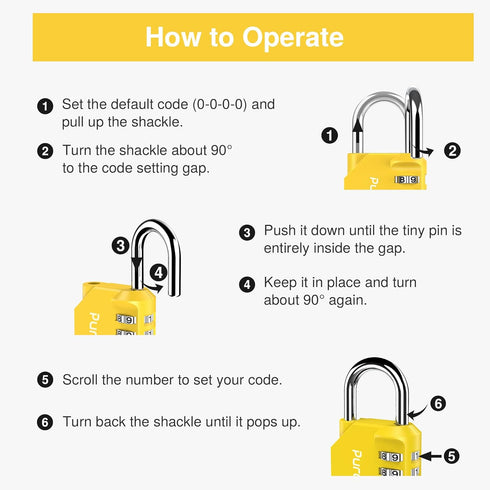 Puroma 2 Pack Combination Lock 4 Digit Locker Lock Outdoor Waterproof Padlock for School Gym Locker, Sports Locker, Fence, Toolbox, Gate, Case, Ha...