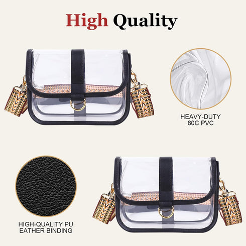 Clear Purse with 2 Shoulder Straps, Clear Bag for Stadium Events Concerts Festivals...
