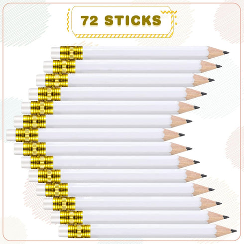 Zonon 72 Pieces 4 Inch Wedding Pencils Half Pencils with Eraser Pre Sharpened Mini, Bridal Shower Pencils Hexagon 2 HB Short Half Pencils for Wedd...