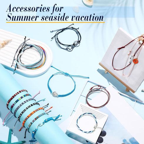 Yinkin 18 Pcs Boho Surfer Ankle Bracelet for Women Men Adjustable Beaded Anklets Unisex Handmade Braided Bracelet Waterproof Surfer Beach Bracelet...