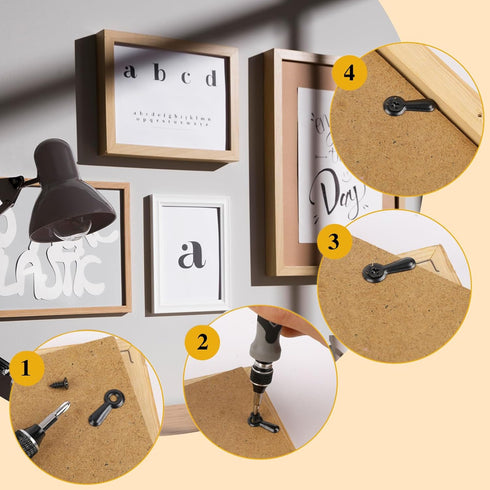 Picture Frame Turn Button Fasteners Set, 100Pcs Picture Frame Backing Hardware with 100 Pieces Screws for Hanging Pictures, Photos, Drawing Black...