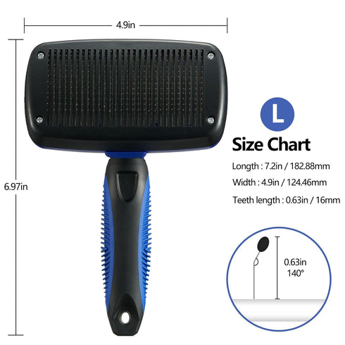 Self-Cleaning Slicker Brush Dog Grooming Brush Shedding and Grooming Tool for Pets Removes Loose Hair Cat Hair Brush for Shedding (Large, Blue)...