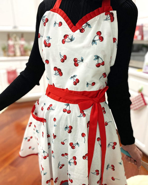 Wrapables Adjustable Flirty Hostess Apron, Sweet Cherries...