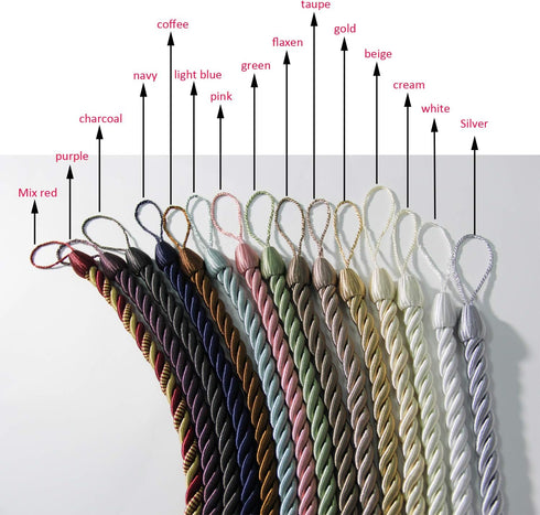 BEL AVENIR Curtain Rope Tiebacks, Drapery Rope Holdbacks with 4 Metal Screw Hooks (Beige, 4pack)...