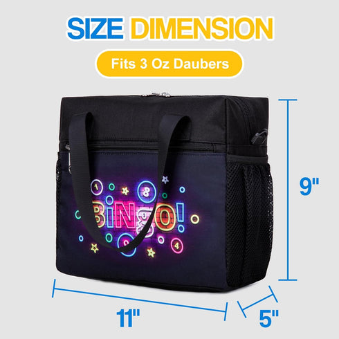Bingo Bag for Bingo Supplies Accessories Large Bingo Bags with Pockets for Bingo Daubers Markers Water Resistant Bingo Carry Bag Gifts for Bingo G...