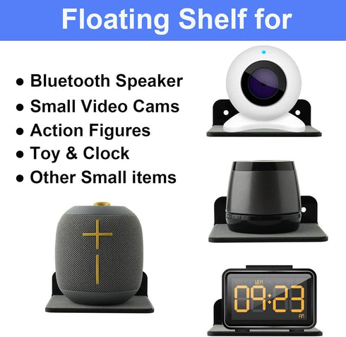 Small Floating Shelf Bluetooth Speaker Mount, Anti Slip Speaker Stand for Cameras, Baby Monitors, Cell Phone, Webcam, Router, Toy Display, Acrylic...