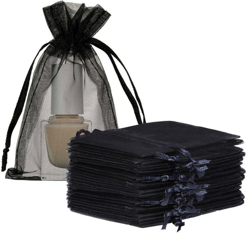 Organza Gift Bags Packs of 50 Drawstrings 4x6 inch Black for Baby Shower,Girl Birthday,Party Favors,Wedding,Bridal Shower,Christmas,Bulk Sheer Fab...