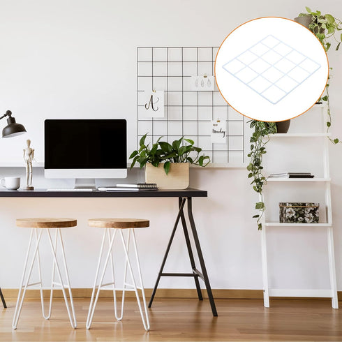 YOKIVE Iron Wire Grid Panel, Decorative Panels Board | Photo Pictures Display Holders Hanging Frame for Home Office (White, 8"x8")...
