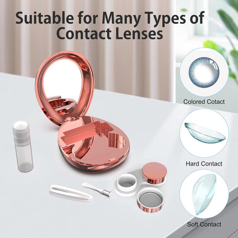 Aukvite Contact Lens Case, Portable Contact Lens Box Kit with Mirror, Travel Contact Len Case Durable Compact Soak Storage Kit with Solution Bottl...