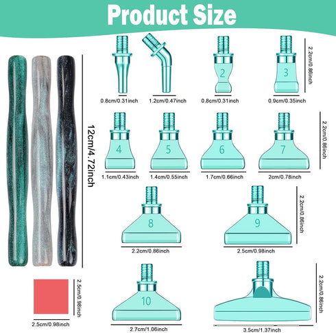 Snewvie Diamond Painting Pen Accessories Tools Set,3PCS Glitter Diamond Art Pen and 12Pcs Green Metal Screw Thread Multi Placer Tips,Resin Diamond...