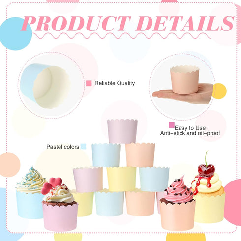 100 Pieces Baking Cups Cupcake Wrappers for Muffins 5.5 oz Multi Color Baking Cups for Desserts Baby Showers Birthday Party Celebrations (Pastel C...