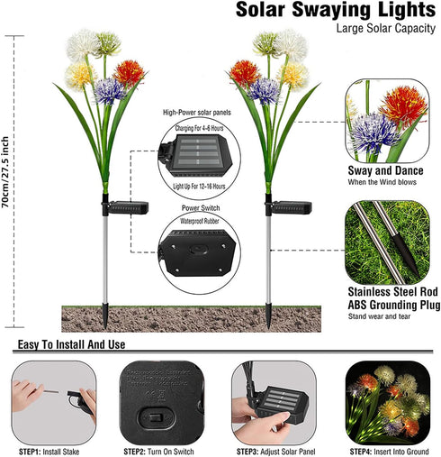 Enchanted Solar Garden Lights Innovative Upgraded for Outside Waterproof,Outdoor Light Yard Patio Decoration w Flexibility Wire, Dandelion Light f...