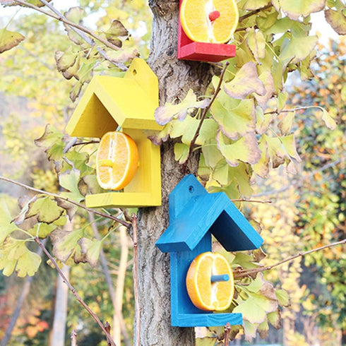Wood Single Oriole Fruit Feeder Jelly Mealworm Bird Feeder Roof Great for Garden Outdoor Bird Lover Gift Attracting Wild Birds Finch Cardinal and ...