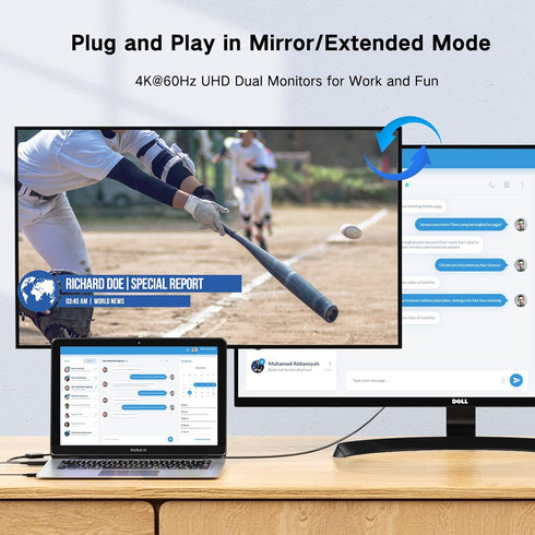 FOINNEX HDMI to DisplayPort Adapter, 4K@60Hz Not-Bidirectional HDMI to Display Port, Unidirectional HDMI Source to DP Display Male to Female for C...