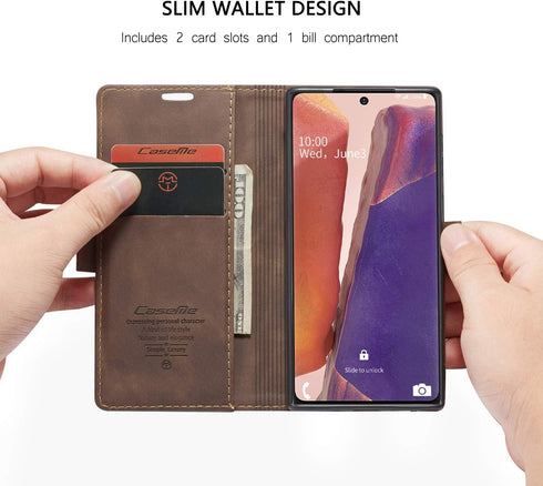 Samsung Galaxy Note 20 Wallet Case, Retro PU Leather Flip Magnetic Closure Protective Cover with Card Slots Cash Pockets with Kickstand for Samsun...
