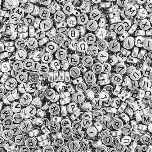 Song Xi 1200pcs Silver Letter Beads for Bracelets, 4x7mm Black Alphabet Beads Friendship Bracelets Jewelry Making Kit for Christmas Gifts...