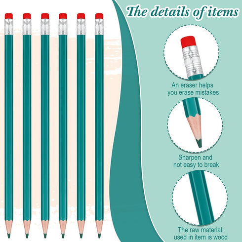 Zhanmai 36 Pieces Checking Pencils Erasable Pencils Pre Sharpened #2 HB with Erasable Tops for Checking Map Coloring Tests Grading (Green)...