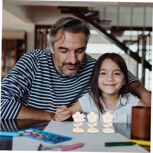 12pcs Kid Toys Clay Kids Toys Kids Crafts Unfinished Wooden Flower Cutouts Wooden Crafts Paint Your own Crafts Flower Cutouts for Crafts Art Suppl...