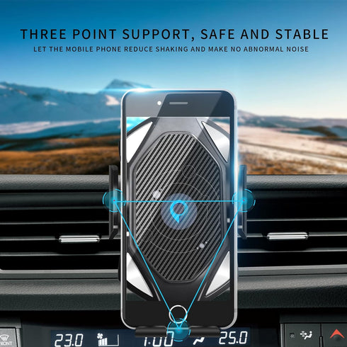 Wireless Car Charger, Qi Auto-Clamping Air Vent Dashboard Car Phone Holder & QC3.0 Car Charger, 15W Charging for iPhone 13/12/11/11 Pro Max?Compat...