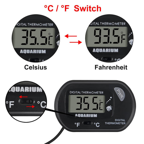 4Pack Aquarium Thermometer, Reptile Thermometer, Fish Tank Thermometer, Digital Thermometer, Terrarium Water Temperature Test, with Large LCD Disp...