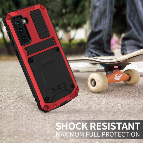 Compatible with Samsung Galaxy S21 Case, Aluminum Metal Gorilla Glass Waterproof Shockproof Military Heavy Duty Sturdy Protector Cover Hard Case (...