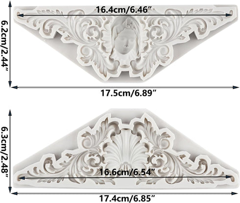Baroque Fondant Molds Curlicues Scroll Lace Silicone Mold Relief Flower Mold Beautiful Women's Head Mold For Cake Decorating Cupcake Topper Candy ...
