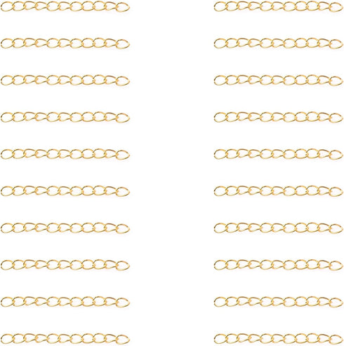 60 Pcs Necklace Extension Chain Metal Silver Gold Twist Removable Tail Extender Chains for Jewelry Making Bracelet Anklet Keychain DIY Kit (Gold, ...