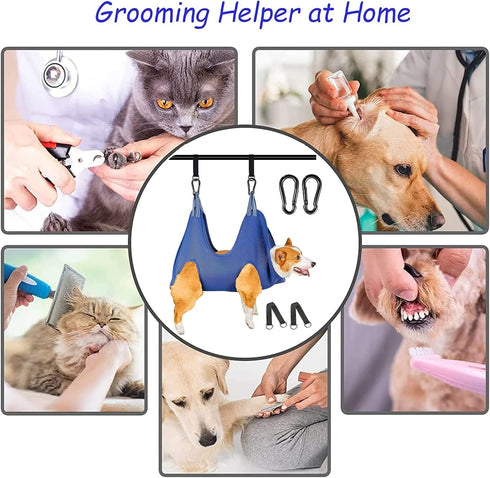 Pet Grooming Hammock for Dogs & Cats, Pet Grooming Hammock, Pet Grooming Sling, Dog Grooming Harness, Restraint Bag, Helper, Pet Nail Clip Bag for...