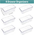 WOWBOX 6 PCS Clear Plastic Drawer Organizer Set, Desk Drawer Divider Organizers and Storage Bins for Makeup, Jewelry, Gadgets for Kitchen, Bedroom...