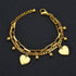 LUREME 18K Gold Stainless Steel Multi Chains Bracelet with Ball and Heart Charms for Women...