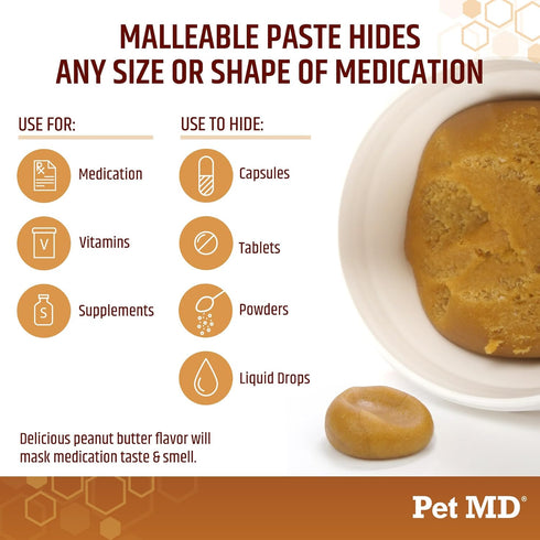 Pet MD Wrap A Pill Peanut Butter Flavor Pill Paste for Dogs - Make a Pocket or Pouch to Hide Pills & Medication - 8 oz...