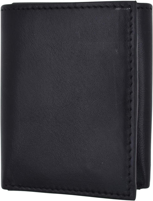 Marshal Genuine Leather Kids Slim Compact ID and Coin Pocket Trifold Boys Wallet Black...