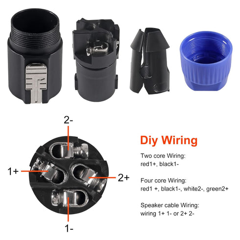 4-Pole 4Pin NL4FC Connector Ohm Plug Speaker Audio Cable Plug Adapter Compatible with Neutrik Speakon NL4FC, NL4FX, NL2FC (5pcs Orange + 5pcs Blue...