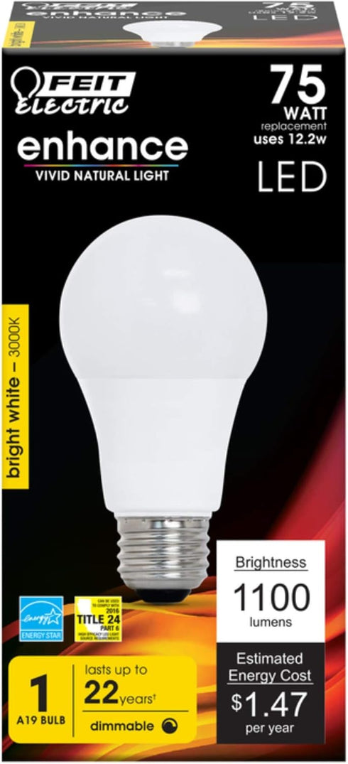 FEIT ELECTRIC OM75DM/930CA 75W A19E26 3K LED BULB...