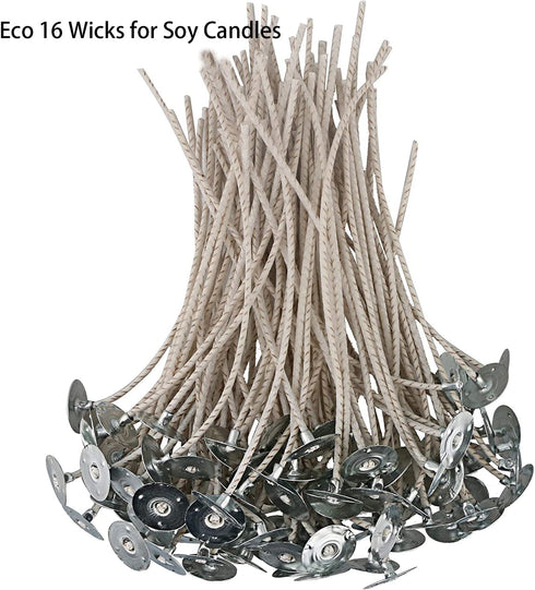 100pcs ECO 16 Wicks for Soy Candles, 6 inch eco Pretabbed Candle Wicks for Candle Making,CD 22 Thick Candle Wick with Base...