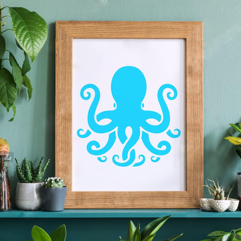 FINGERINSPIRE Octopus Drawing Painting Stencils Templates 11.8x11.8 inch Plastic Stencils Decoration Square Reusable Ocean Theme Stencils for Pain...