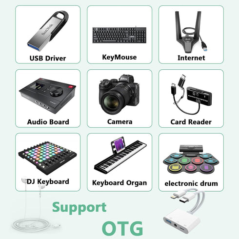 Lightning + USB C to Aux Audio Headphone Jack Adapter,Multi USB OTG Camera Adapter+3.5mm Earphone Jack+Type-C Earphone/Charge Port,Phone Splitter ...