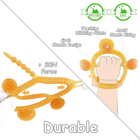 ?Never Drop from Hand? HEORSHE Baby Teething Toys for Babies 0-6 6-12 Months Teethers for Infants Toddlers Silicone Molars Adjustable Wristband Ch...