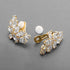 Mariell Gold Clip-On Cubic Zirconia Crystal Bridal Earrings, Marquis Shape CZ Curved Clusters, Non-Pierced Earrings for Wedding, Bridesmaids, Home...