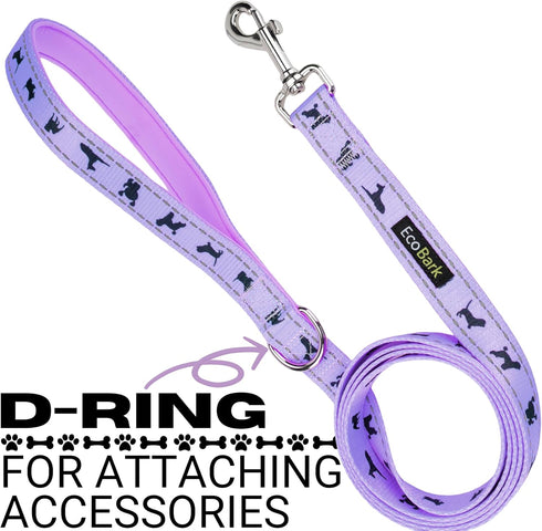 EcoBark Dog Leash - Soft & Reflective Comfort Training Leashes with Padded Handle - Strong Durable Heavy Duty - Training and Pulling for Small, Me...