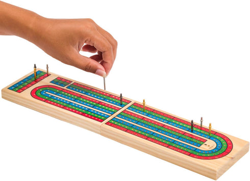 Regal Games Cribbage Board Game Set w/Storage - Fun Table Game with Wooden Board for Adults & Kids - 9 Metal Pegs, Deck of Playing Cards & 2-4 Pla...