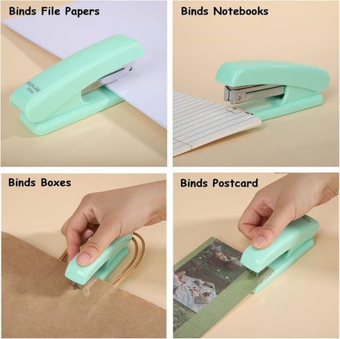 Stapler office stapler 2000 staples fashion simple portable for students teachers school office stationery set gift (Green)...