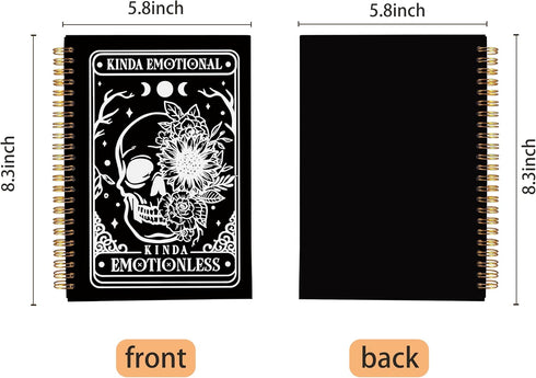 Floral Skull Notebook, Goth Gothic Notebook Journal, Witchy Journal, Goth Office Supplies, Spiral Notebook 5.5x8.3, Kinda Emotion Kinds Emotionles...