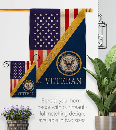 Home of Navy Burlap Garden Flag - Armed Forces USN Seabee United State American Military Veteran Retire Official - House Decoration Banner Small Y...