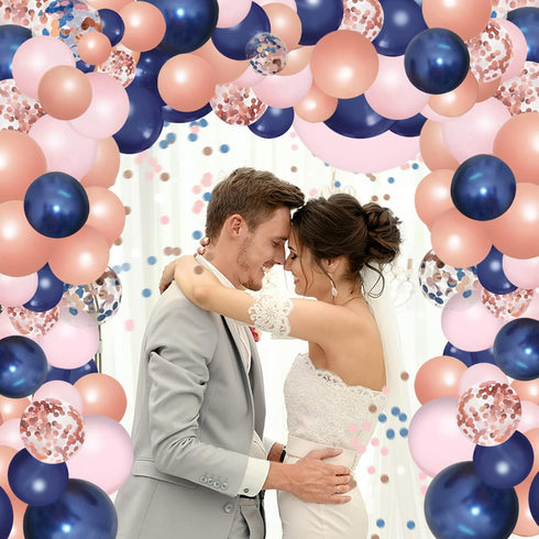 148pcs Navy Blue Pink Rose Gold Balloon Arch, Navy Gender Reveal Balloon Garland for Bachelorette Shower Wedding Graduation Birthday Party Decorat...