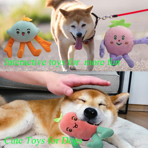 Cute Carrot Fruits Dog Squeaky Toys Dog Toy for Pet Puppy Small Dog (Pack for 13)...