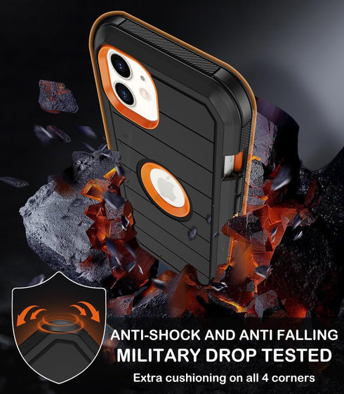 for iPhone 11 Case with Belt Clip Holster,Built-in Screen Protector,Heavy Duty Shockproof Drop Protection Military Grade Durable Phone Cover with ...